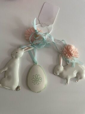 Maileg metal easter ornaments bunny and decorated egg
